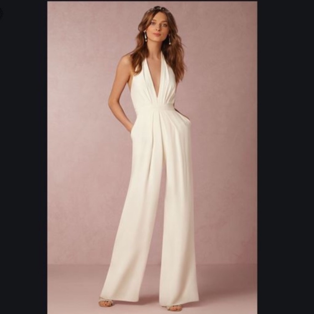 BHLDN Jill Stuart White Mara Halter Jumpsuit NWT